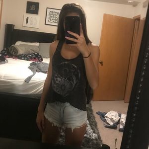 High-Low Graphic Tank Top